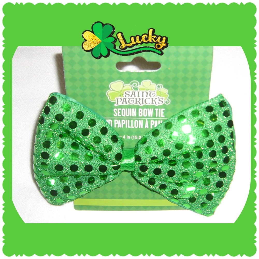 St Patricks Day Sequin Bow Tie-Adult